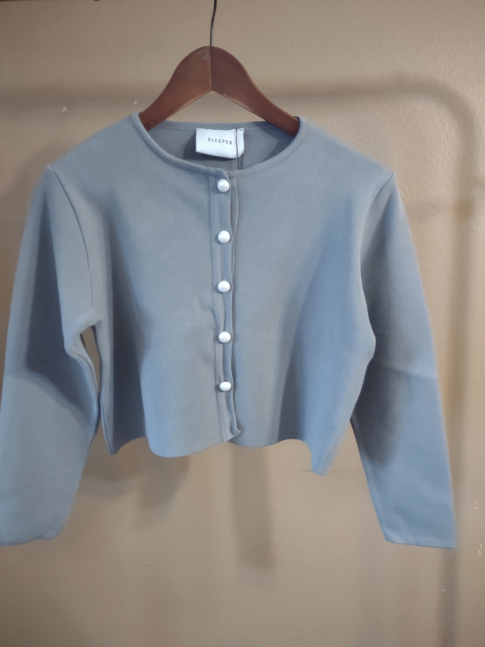 Sleeper Gray Cardigan Cropped Button-Front Cardigan